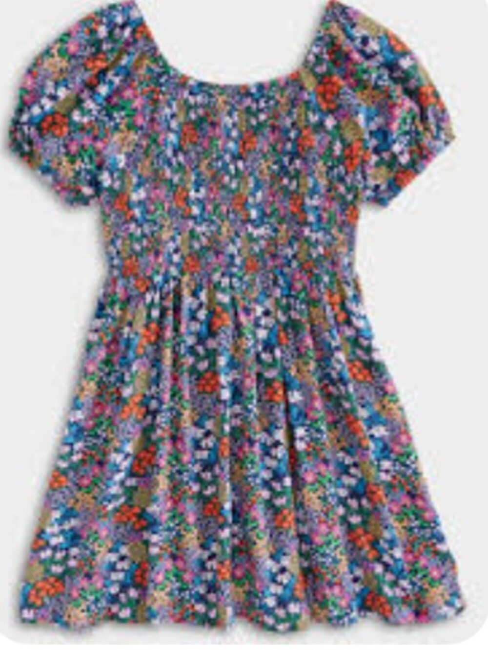 wonder nation Floral Puff-Sleeve Dress - Blue, Pink, Green